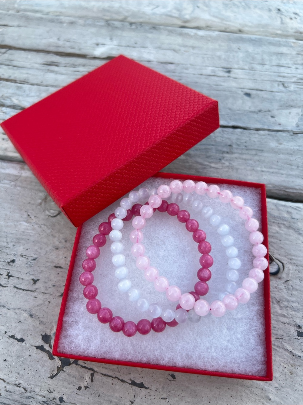 Pink Beaded Stretch Bracelet Trio - Women Jewelry